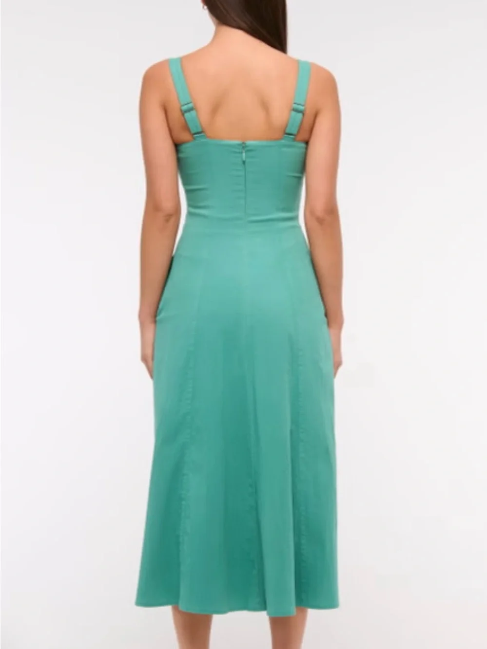 Abercrombie & Fitch Teal Square-Neck Midi Dress - Picture 4 of 4